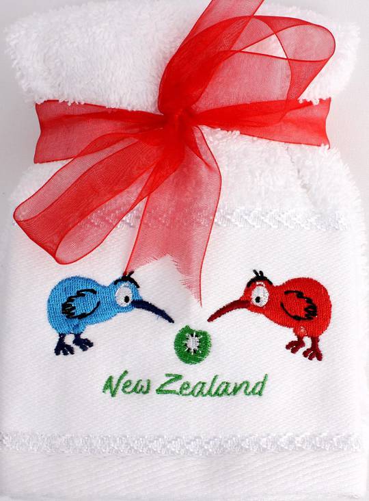 Matching Embroidered 2 facecloth gift set- Bright Kiwi Code: FAC-BK/2SET